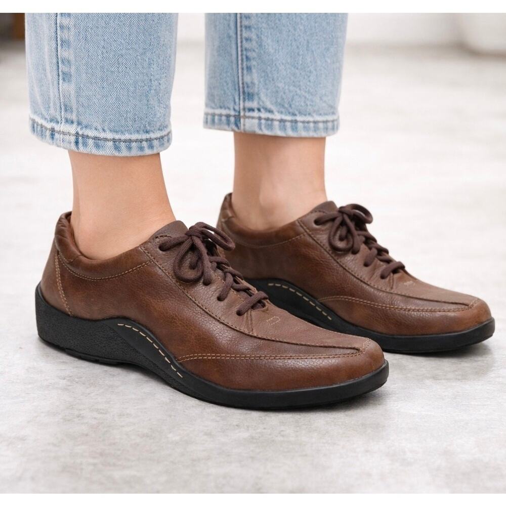 NATURALIZER FEDDRA Brown Tan Genuine Leather Lace Up Casual Shoes Comfort sz 9 N